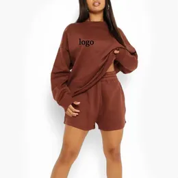 Plus Size Latest Design Women Two Piece Set Zip Up Blank Crop Top And Short Set Hoodie 2024 woman summer t shirt sets