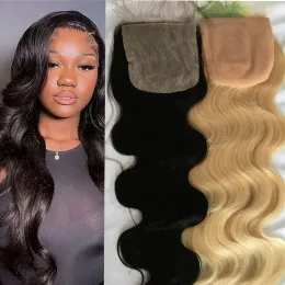 Toppers 4x4 Silk Base Top Lace Closure 613 Blonde Hair Lace Closure with Baby Hair Natural Color Body Wave Closure Silk Base Human Hair