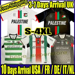 S-4XL 2023 2024 2025 PALESTINE SOCCER Jerseys Black Center Stripe (czerwony/zielony angielski) Wojna War Sędzia March March Palestinos piłka nożny