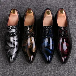 Casual Shoes Mens Glitter Royal Blue Print Formal Oxfords Wedding Evening Dress Social Masculino Loafers S16