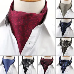 Bow Ties Men's Vintage Luxury Polka Flower Wedding Necktie Formal Cravat Ascot Scrunch Self British Style Gentleman Polyester Neck Tie