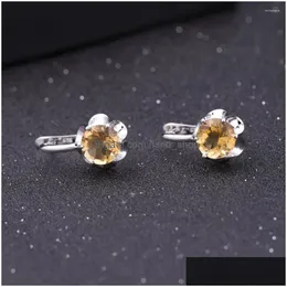 Stud Küpe Gems Bale 5.32Ct Doğal Citrine Kasım Doğum Taşı Gerçek 925 Sterling Sier Fine Mücevherleri Kadınlar Dal Dönüşü DHFOS