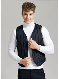 Jaquetas masculinas clássico com decote em v sem mangas puffer inverno ultra leve para baixo coletes de alta qualidade portátil masculino cabido quente sólido colete