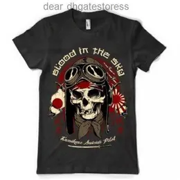 Mens T-Shirts Kamikaze Pilot Fighter Skull Sky Aeroplane Jet Tee Summer Short Sleeves Hip Hop T Shirt