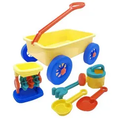 Sand Play Water Fun 6Pcs/Set New Beach Cart Water Game Toys Bucket Shovel Kettle Beach Party Summer Toys For Children Play Sand Molds Tool Bath Toy 240321