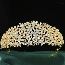 Grampos de cabelo acessórios de casamento zircon tiaras e coroas zircônia cúbica diadema noivas cz princesa pageant bandana jóias de noiva