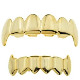 Halloween Gold Silver Canine Teeth Mouth Teeth Grillz Caps Top Bottom Copper Grill Set Men Women Vampire Bucktooth Grills Rock Punk Rapper for Men Hiphop jewelry