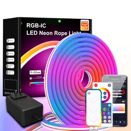 LED Neon Sign Light RGBIC Fai da te Smart WIFI APP Controllo Neon Arcobaleno Luci Decorazione della parete di casa Illuminazione