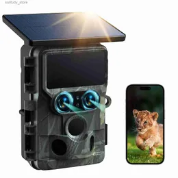 Hunting Trail Cameras SunGusOutdoors 4K 48MP solar WiFi dual lens wildlife trail camera with 13MP local sensor application settings Q240321