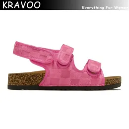 Сандалии Kravoo Women Shoes Roman Hook и Loop Beach Plaid Женские сандалии спортивные женские тапочки плюс платформы по размеру лето 2023