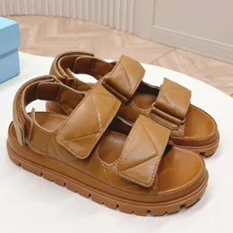 Designer Nappa Sandaler Leather Womens Slides Flat Slippers Summer Outdoor Sandal White Black Home Shoes With Box 538