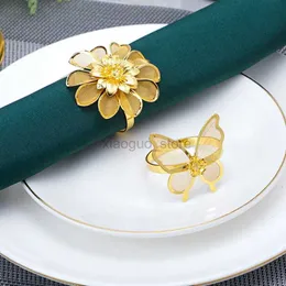 Towel Rings Metal Hollowed Out Flower Napkin Rings Handmade Towel Holder Table Decoration Napkin Buckle Gadgets Kitchen Accessories 240321