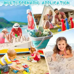 Sand Play Water Fun Kids Beach Sand Toys Set Toy Shovels för att gräva bulk med fällbar hink och djurform Summer Beach Toys Sand Bucket Set 24321