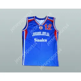 Benutzerdefinierte einen beliebigen Namen eines Teams Vlade Divac 12 Yugoslawien Basketball -Jersey Stitch Maschern Sie jeden Spieler alle genähten Größe S m l xl xxl 3xl 4xl 5xl 6xl Top -Qualität