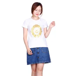 Nowa wersja koreańska Juicy ladarnia letnia okrągła szyja Krótkie rękawowe koszulka damska solidna kolor z diamentową koszulką bawełnianą oddychającą krótkie rękawy 2024