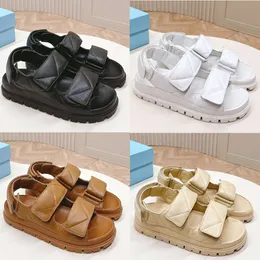 New Luxury Nappa Sandals Leather Womens Slides Flat Slippers Summer Beach Sandal White Black Comfortable Outdoor Shoes With Box 538