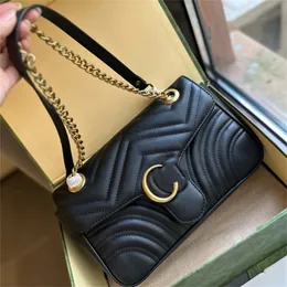 Çapraz vücut orta tasarımcı çanta lüks çantası için alışveriş yapıyorum, kadın omuz çantaları marmont moda metalik el çantası klasik crossbody bayan zincir çantası