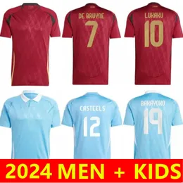 Camisetas Kids Kits FÃS Jogador 2024 Euro Cup National Team Soccer Jersey Belgiums Home Away DE BRUYNE LUKAKU DOKU Camisas de futebol CARRASCO TIELEMANS BAKAYOKO