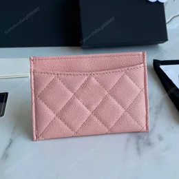 10A high quality Card Holders luxury purse wallet designer pink purse 11CM Cowhide caviar Genuine Leather white purse mini Holders Gift box packaging Short wallet