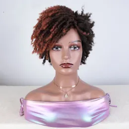 Wigs Sihirli 10 inç sentetik afro kinky kıvırcık peruk kısa dreadlock peruk, Bangs Ombre Siyah Sarışın Tığ işi Siyah Kadınlar İçin