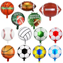 18 Zoll aufblasbare Fußball Basketball Rugby Ballons Kinder Sport Party Ballons Dekorationen Helium Folienballon Baby Kinder alles Gute zum Geburtstag Geschenke