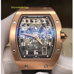 RM Watch Moissanite Watch Montre RM67-01 Men's Series RM6701 Rose Gold Edition Automatic Chaining Ultra Thin Wrist Watch