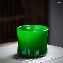 Koppar Saucers Emperor Green Glass Cha Wan Jade Porcelain Master Cup Bamboo Joint Tea Chinese