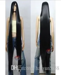 Woman headdress hair Cos black long straight cosplay HeatResistant WIG 150cm Cosplay Hair Peruca Pelucas2580475