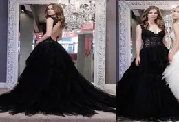 Especial preto lacetulle uma linha vestidos de casamento 2019 sexy aberto volta fora do ombro formal vestidos de festa para Bride1658890