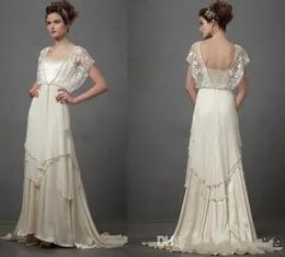 Vintage 1920 -tals bröllopsklänningar med ärmar Catherine Deane Lita Modest Fairy Lace Vneck Full Längd Plus Size Size Bridal Gowns Robes 5720588