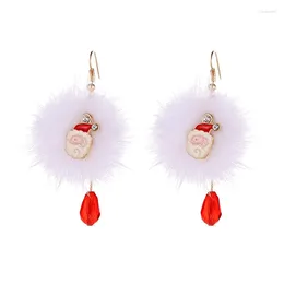 Stud Earrings 20pairs/lot Year Gift Santa Claus Plum Deer White Velvet Ball Red Crystal Earring Pendant Long For Christmas