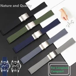 21 mm mjuk gummisilikonklocka Black Blue Grey Green Folding Buckle Watch Band Lämplig för erövring Watchband277J