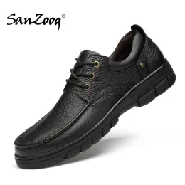 신발 가을 겨울 진짜 가죽 신발 남자 캐주얼 성인 혼란을위한 캐주얼 homme cuir black brown scarpe uomo uganti 큰 크기 48 49