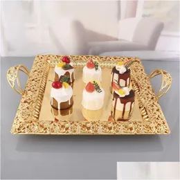 Dishes Plates Storage Tray Luxury Fruit Plate Jewelry Display Metal Cake Stand Supplies Party Tableware Home Table Decor Drop Delivery Othtr