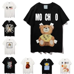 Designer T-shirt Women top T-shirt summer T-shirt Flocking 3D cartoon bear letter embroidery loose short sleeved Men Women beach T-shirt