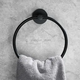 Handdukringar modern minimalistisk design svart målad eller krom handduk ringer badrum renovering tillbehör perforerade installation handdukslingor 240321