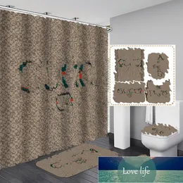 Classic Foreign Trade Digital Printing Shower Curtain Floor Mat Three-Piece Combination Bathroom Mat Sets