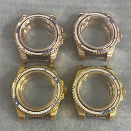 Subskrentne PVD Gold/Rose Gold Transparent Fase 40 mm niebieskie szafirowe szkło odpowiednie do ruchu NH35/NH36/4R