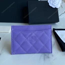 10A borsa di lusso di alta qualità portafoglio di design Porta carte portamonete di design 11CM Caviale di vacchetta Vera pelle moda donna Portafoglio viola Confezione regalo