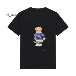 Bear Polos T-shirt da uomo Designer Tshirt Ralpha Polo Hombres Cuello Redondo Estampado De Manga Corta Verano Nueva Moda Informal De Gama Alta Loose Bear Jersey 2013