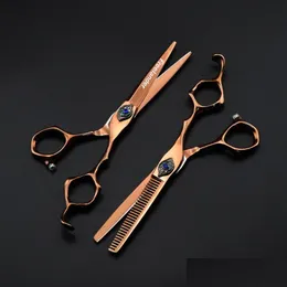 Hair Scissors Professional Feather Gem 6Inch Cutting Hairdressing Thinning Shear Barber For189L Drop Delivery Products Care Styling To Ot5Mc