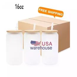 US/CA Stock 16oz Creative يمكن أن تشكل Tumblers عصير الشاي حليب صافٍ ومتسابق كوب من الزجاج المصنوع من قهوة القهوة متينة عالية البورسلية شربات الزجاج