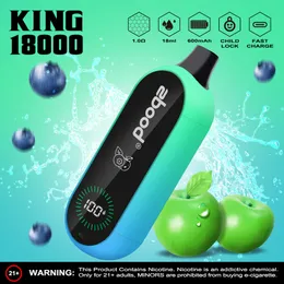 Nyaste Zbood King 18000 puffs engångsång 18K 20K Puffbar Vaper 2% 5% Nicotine Vape Pen Prefilled Vapers Bang Box med skärmen