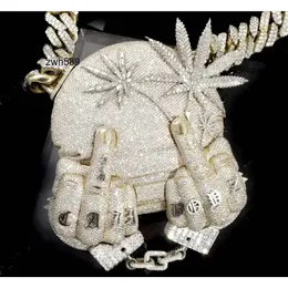デザイナーホットセラーS925 Hiphop Jewelry 925 Sterling Silver Iced Out Custom VVS Moissanite Hip Hop Pendant