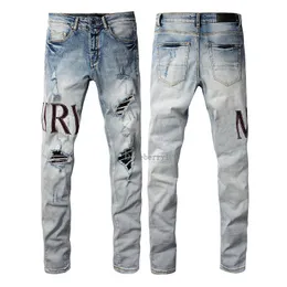 Jeans da uomo Pantaloni spezzati alla moda Jeans a gamba dritta High Street Uomo Donna Pantaloni elastici Abbigliamento