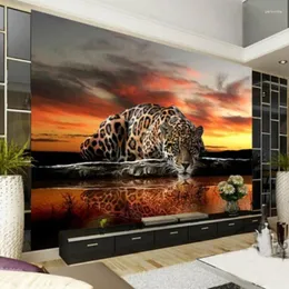 Wallpapers Diantu personalizado po papel de parede 3d estereoscópico animal leopardo mural sala de estar quarto sofá pano de fundo murais autoadesivos