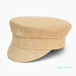 Berets Berets Women Summer Cpas Straw sboy Cap Letter Embroidered Flat Visor