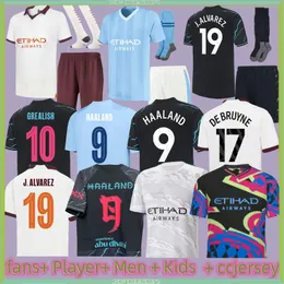 22 23 24 Haaland Football Jersey Grekland Mahrez Fans Player Edition de Bruyne Foden 2024 2023 Fotbollstoppar Skjorta Kids Kit Set Uniform Kovac