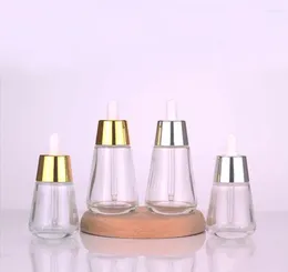 Garrafas de armazenamento 30ml frasco conta-gotas de vidro transparente loção emulsão óleo essencial soro líquido toner toalete água cuidados com a pele embalagem cosmética