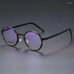 Montature per occhiali da sole Danimarca Occhiali da vista rotondi in titanio puro Telaio Uomo Donna Occhiali da vista ultraleggeri senza viti Occhiali Lenti miopia 9752